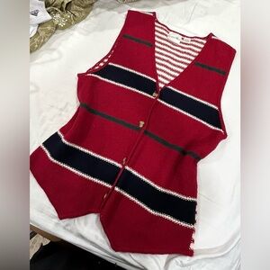Copper Key Red Striped Button-Front Knit Vest